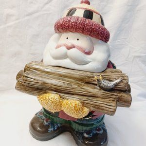 Vintage Sakura 1998 Woodlands Santa Cookie Jar (Tarro de Galletas)